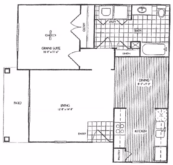 1 Bedroom 1 Bathroom 2410 floor plan